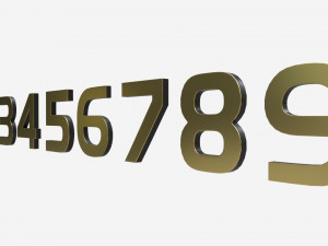 Numbers modern gold metal plastic Model 3D