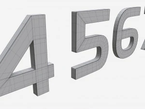Numbers modern gold metal plastic 3D Model