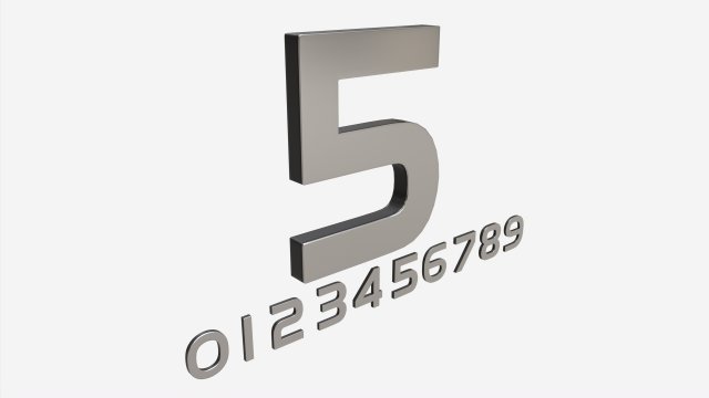 Numbers modern silver metal plastic Modello 3D .c4d .max .obj .3ds .fbx .stl .blend 