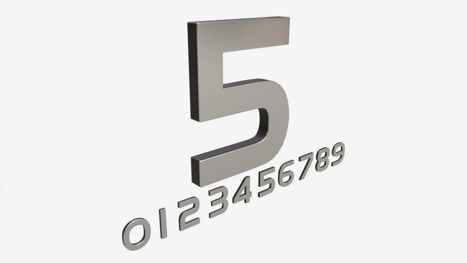 Numbers modern silver metal plastic 3D Model .c4d .max .obj .3ds .fbx .stl .blend