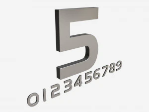 Numeri moderni in plastica metallica argentata Modello 3D