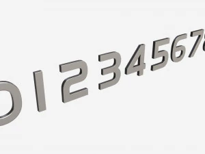 Numbers modern silver metal plastic 3D Model