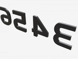 Numbers modern silver metal plastic 3D Model