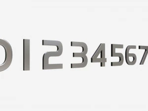 Numbers modern silver metal plastic 3D Model