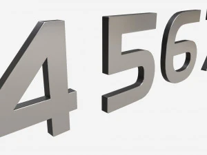Numbers modern silver metal plastic 3D Model