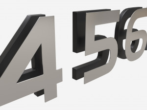 Numbers modern silver metal plastic Modello 3D