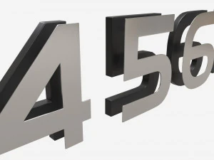 Numbers modern silver metal plastic 3D Model