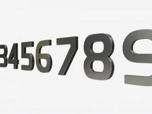 Numbers modern silver metal plastic 3D Model