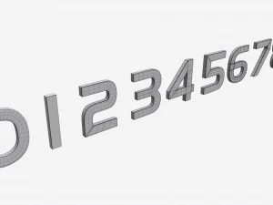 Numbers modern silver metal plastic 3D Model