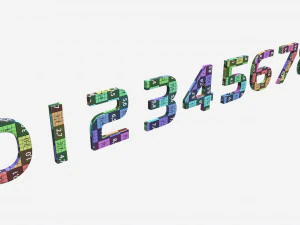 Numbers modern silver metal plastic 3D Model