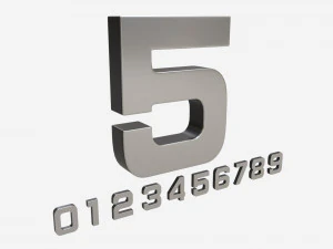 Numeri in plastica metallica argentata Modello 3D