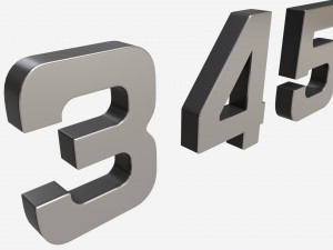 Numbers silver metal plastic 3D Модель