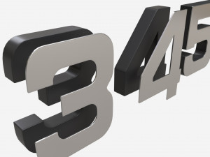 Numbers silver metal plastic 3D Модель