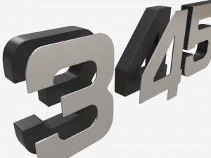 Numbers silver metal plastic 3D Model