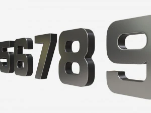 Numbers silver metal plastic 3D Model