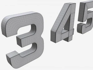 Numbers silver metal plastic 3D Model
