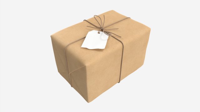 Parcel wrapped in kraft paper Modello 3D .c4d .max .obj .3ds .fbx .stl .blend 