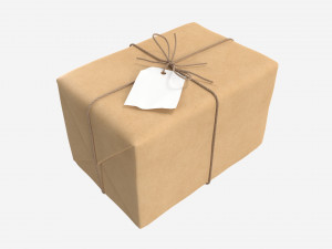 Parcel wrapped in kraft paper 3D-Modell