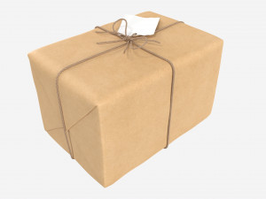 Parcel wrapped in kraft paper Modello 3D