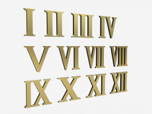 Roman numbers gold metal plastic 3D Model