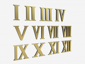 Roman numbers gold metal plastic 3D Model