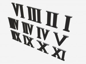 Roman numbers gold metal plastic 3D Model