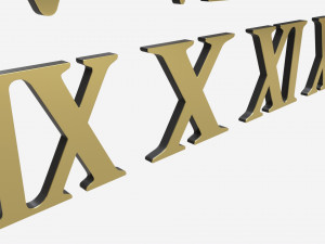 Roman numbers gold metal plastic 3D Model