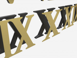 Roman numbers gold metal plastic 3D Model