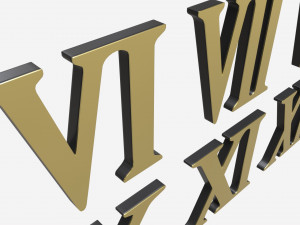 Roman numbers gold metal plastic 3D Model