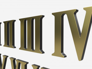 Roman numbers gold metal plastic 3D Model
