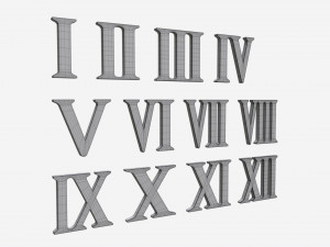 Roman numbers gold metal plastic 3D Model