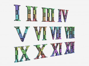 Roman numbers gold metal plastic 3D Model