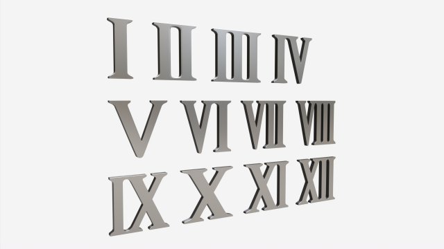 Roman numbers silver metal plastic Model 3D .c4d .max .obj .3ds .fbx .stl .blend 