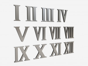 Roman numbers silver metal plastic 3D Model