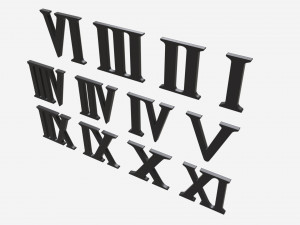 Roman numbers silver metal plastic Model 3D