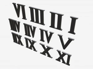 Roman numbers silver metal plastic 3D Model