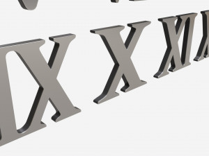 Roman numbers silver metal plastic Model 3D