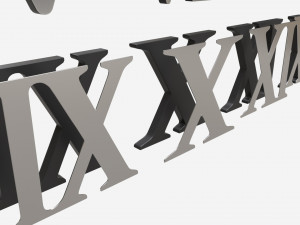Roman numbers silver metal plastic Model 3D