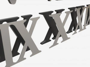 Roman numbers silver metal plastic 3D Model