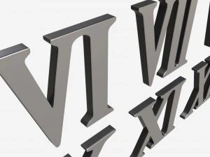 Roman numbers silver metal plastic 3D Model