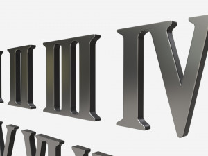 Roman numbers silver metal plastic Model 3D
