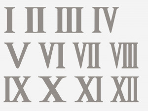 Roman numbers silver metal plastic Model 3D