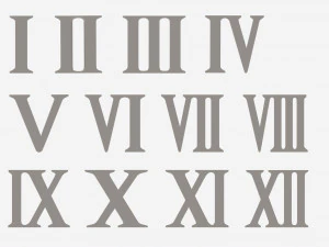 Roman numbers silver metal plastic 3D Model