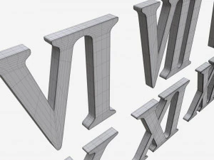 Roman numbers silver metal plastic 3D Model