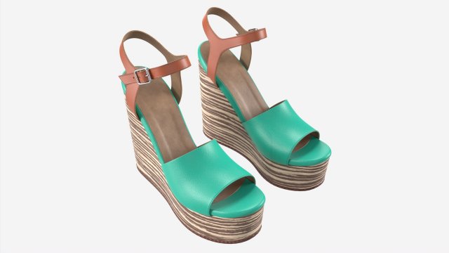Turquoise women shoes 3D Model .c4d .max .obj .3ds .fbx .stl .blend 