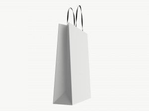 White paper bag with handles 01 3D मॉडल