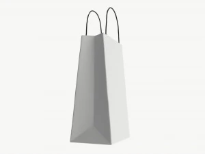 White paper bag with handles 02 3D Model