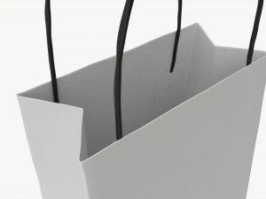 White paper bag with handles 02 3D Model