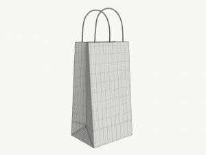 White paper bag with handles 02 3D-Modell