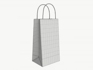 White paper bag with handles 02 3D Model